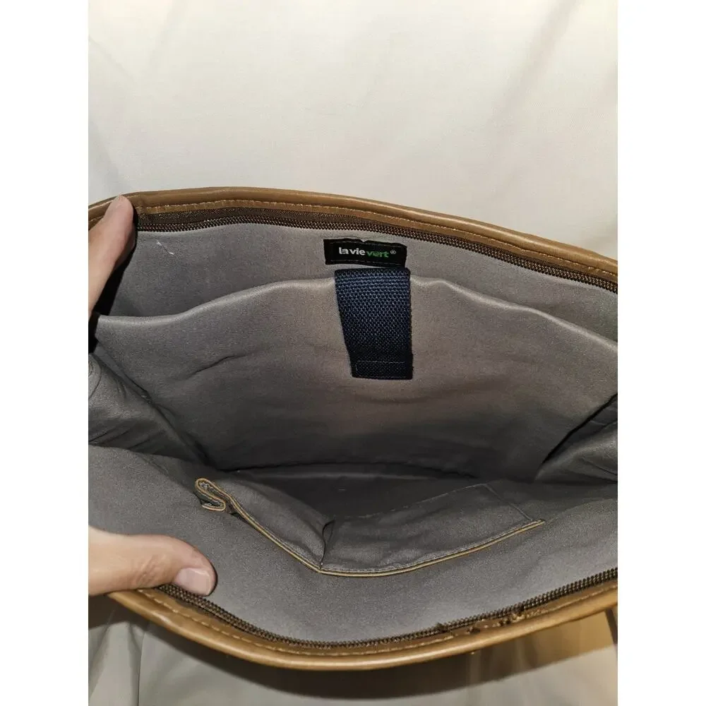 Lavievert Vintage-Style Laptop Messenger Crosbody Bag In Leather And Canvas